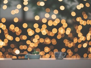 christmas decoration with bokeh candles
