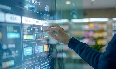 business modern Digital banking on a transparent screen