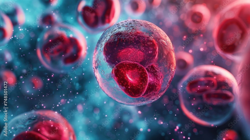 Poster exploring the microcosm. a dive into cells and viruses through microscopic science, unveiling myster