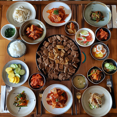 Authentic Korean table bulgogi kimchi communal spirit