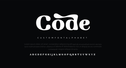 Fototapeta na wymiar Code Modern minimal abstract alphabet fonts. Typography technology, electronic, movie, digital, music, future, logo creative font. vector illustration