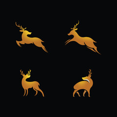 Premium, Modern, Serious, Gold Color Deer Logo Set Collection For Outdoor Or Multi Purpose Company With Back Background