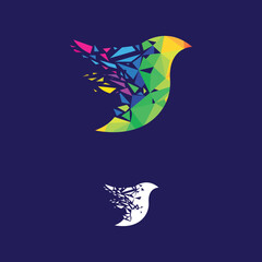 Premium, Modern, Youthful, Colorful Bird Logo For Digital, Technology, Multimedia, Business Service Company With Bue Background