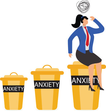 Frustration, Contemplation,Garbage,Anxiety,Basket, Businesswoman,