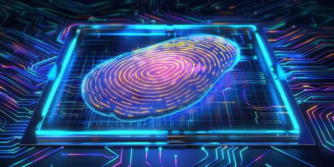 digital fingerprint on blue background
