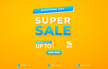 super sale discount template banner with copy space for product sale with abstract gradient yellow background design