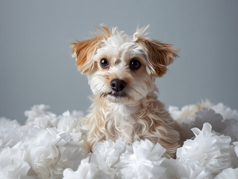 white dog studio portrait, generative ai image