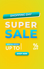 super sale discount template banner with blank space for product sale with abstract gradient yellow background design