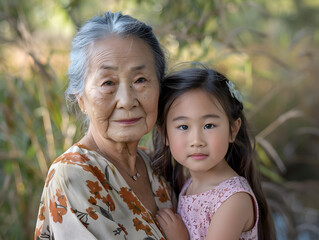 grandmother and granddaughter, generative ai image