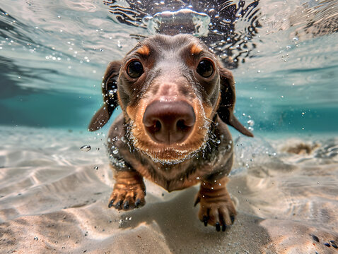 Dog under water , generative ai image