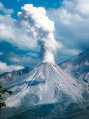 explosion of the Santiaguito volcano in Guatemala
