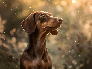 portrait of a dachshund outdoors, generative ai image
