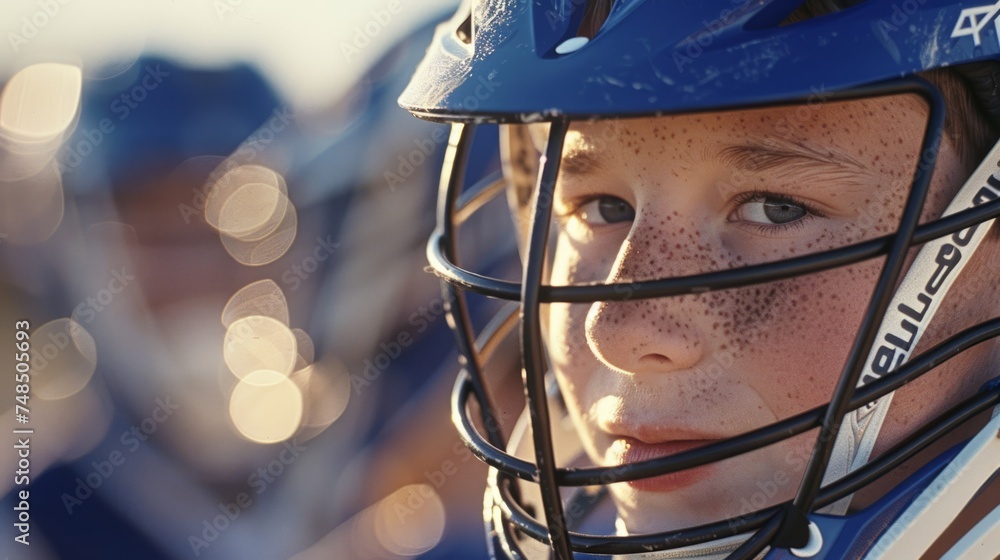 Poster Lacrosse Player in Close-Up Action Generative AI