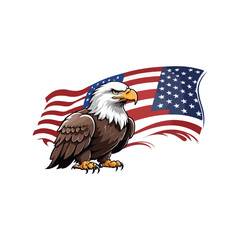 American eagle vector illustration. Colorful eagle mascot logo. American flag and Eagle combination