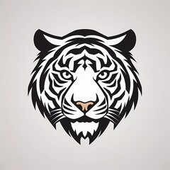 black and white tiger head vector logo, generative ai