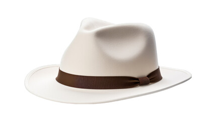 Fedora hat on isolated on transparent png background. Generative ai	
