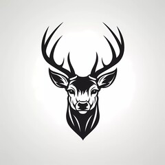 black and white deer head vector logo. generative ai