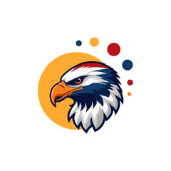 American eagle vector illustration. Colorful eagle mascot logo. American flag and Eagle combination