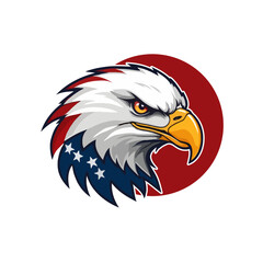 American eagle vector illustration. Colorful eagle mascot logo. American flag and Eagle combination