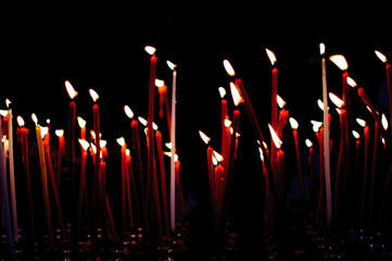 Memorial candles lit on the day of Holy Easter.