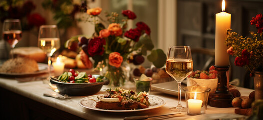 Fototapeta na wymiar Cook a special meal together for a cozy and intimate evening