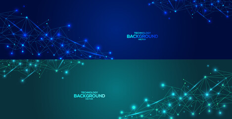 Abstract digital connection dots and lines. Technology background. Network connection structure. 3d. Plexus effect.  Vector 