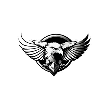 Eagle vector illustration. Black and white Eagle logo. silhouette
