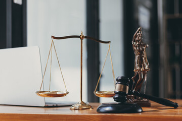 A judge gavel is prepared in the courtroom to be used to give a signal when the verdict is read after the trial is completed. Concept judge gavel is prepared to symbolize the decision in a court case.