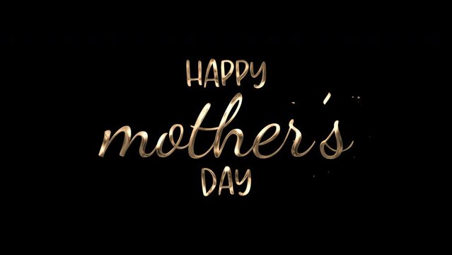 Animated happy Mothers Day text isolated on transparent background. Perfect for greeting cards, social media posts, and other Mothers Day designs.
