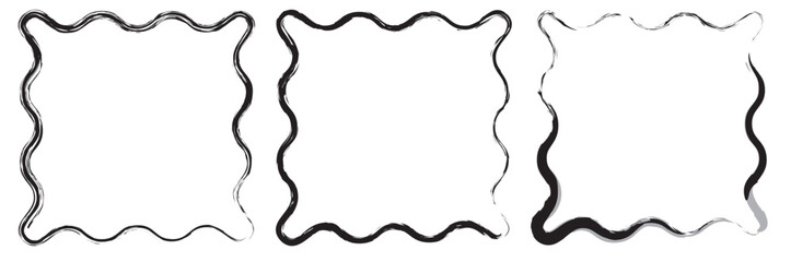 Grunge frames vector set. Grunge ink illustration. Grunge style set of square shapes. Hand drawn brush strokes. Dirty grunge design frames