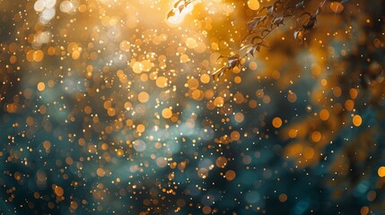 Illustrate the tranquil beauty of bokeh lights in nature, blending the organic with the ethereal