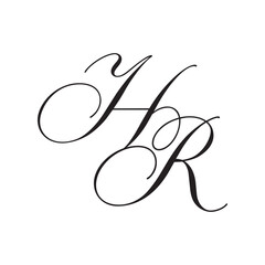 HR Calligraphy Monogram Initial Letters Logo
