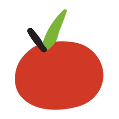 Red apple. Fruit. Flat design. Hand drawn vector illustration on white background.