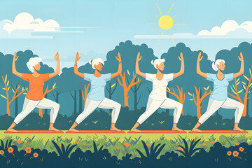 Seniors or elderlies enjoying yoga for an active lifestyle