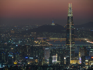Seoul, South Korea - 8.April.2023: The view from namhansansung (fortress) south gate .