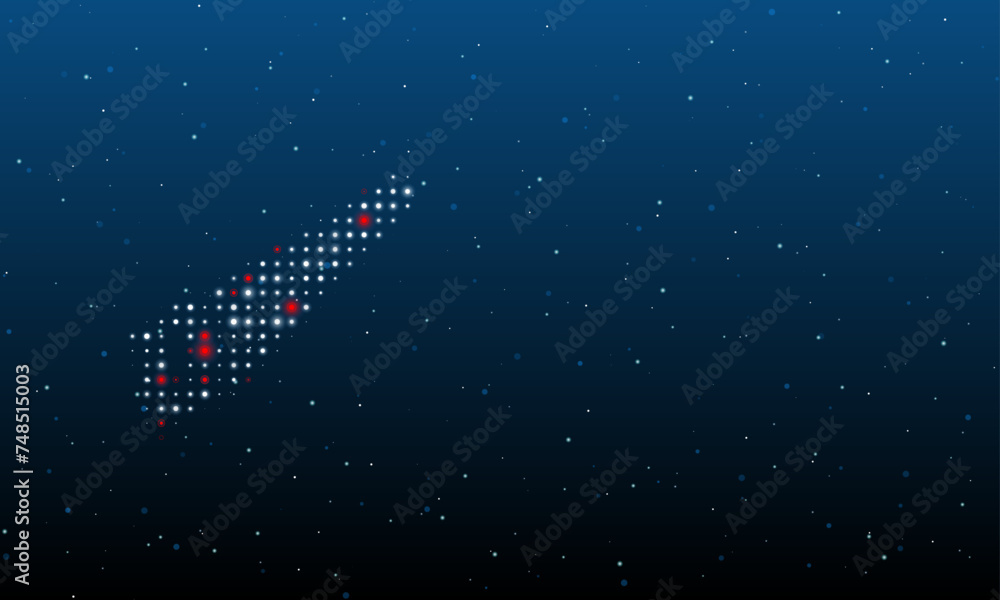 Aufkleber on the left is the hand saw symbol filled with white dots. background pattern from dots and circles 