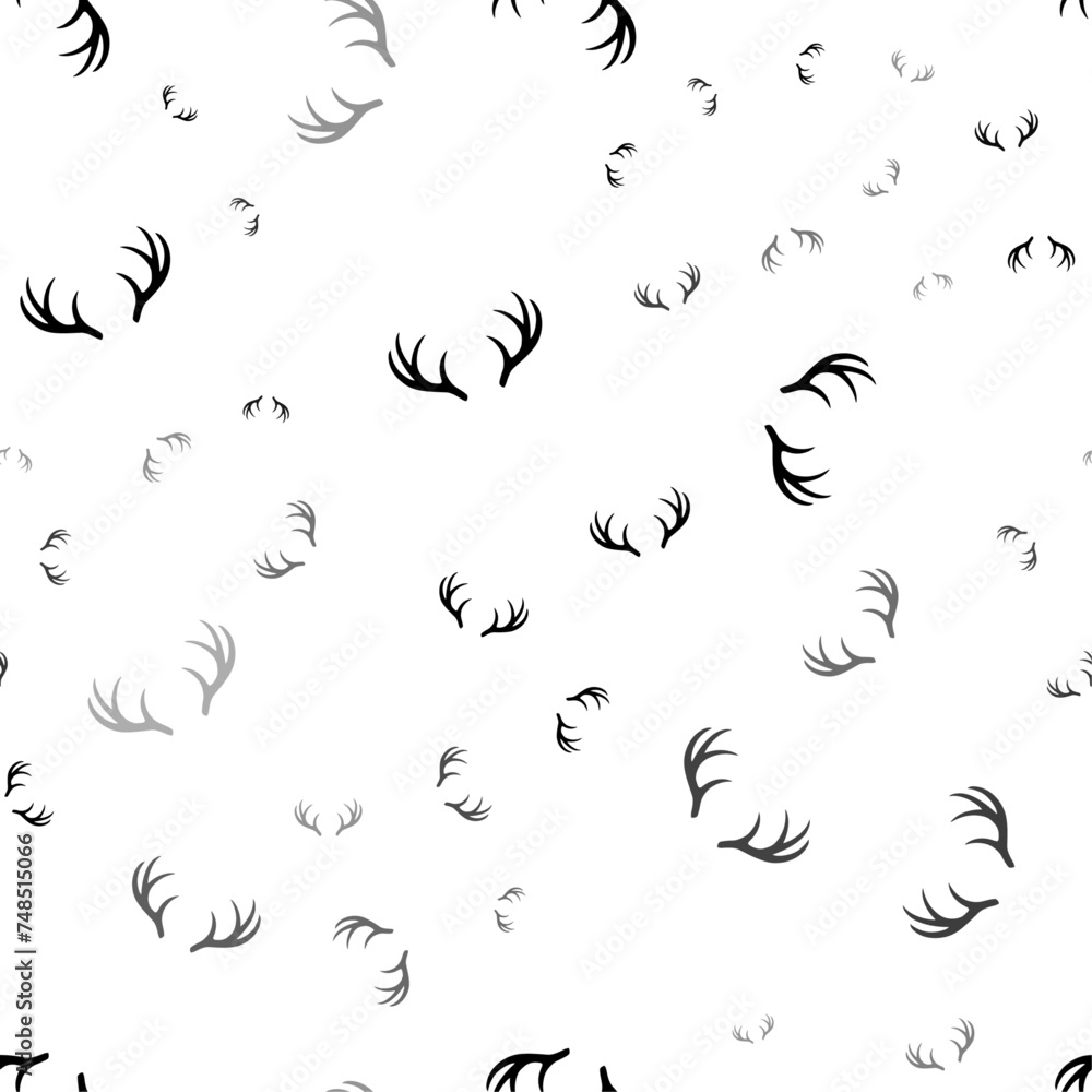 Poster seamless vector pattern with deer horns symbols, creating a creative monochrome background with rota