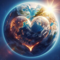 Love Earth theme (Earth day) with Generative AI. - obrazy, fototapety, plakaty