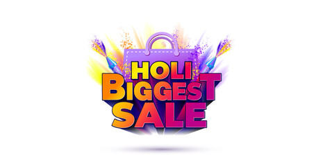 Holi biggest sale with holi festival background.