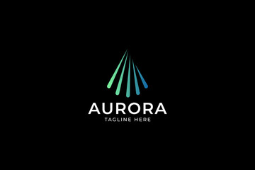 letter a with aurora sunburst modern logo design for industry technology company business - obrazy, fototapety, plakaty