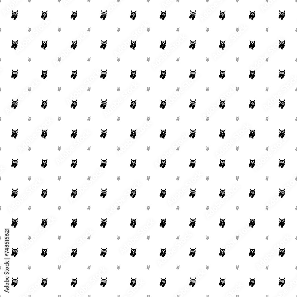 Poster square seamless background pattern from black owl symbols are different sizes and opacity. the patte