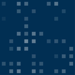 Abstract seamless geometric pattern. Mosaic background of white squares. Evenly spaced big shapes of different color. Vector illustration on dark blue background