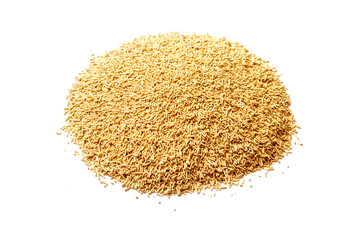 Pile of dry yeast on white background. Yeast isolated on white background.