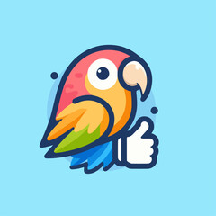 flat vector logo of parrot  , flat vector logo of cute  parrot , flat logo of parrot  , flat logo of cute parrot