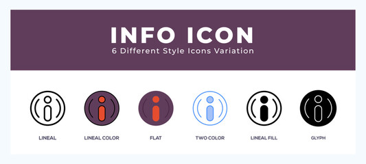 Info icon symbol. isolated. vector illustration with different styles