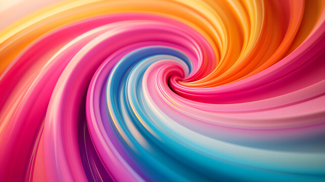 Abstract vibrant swirls dynamic background in colorful rainbow colors. Spiraling into the center. Speed of light. Image of confusion.