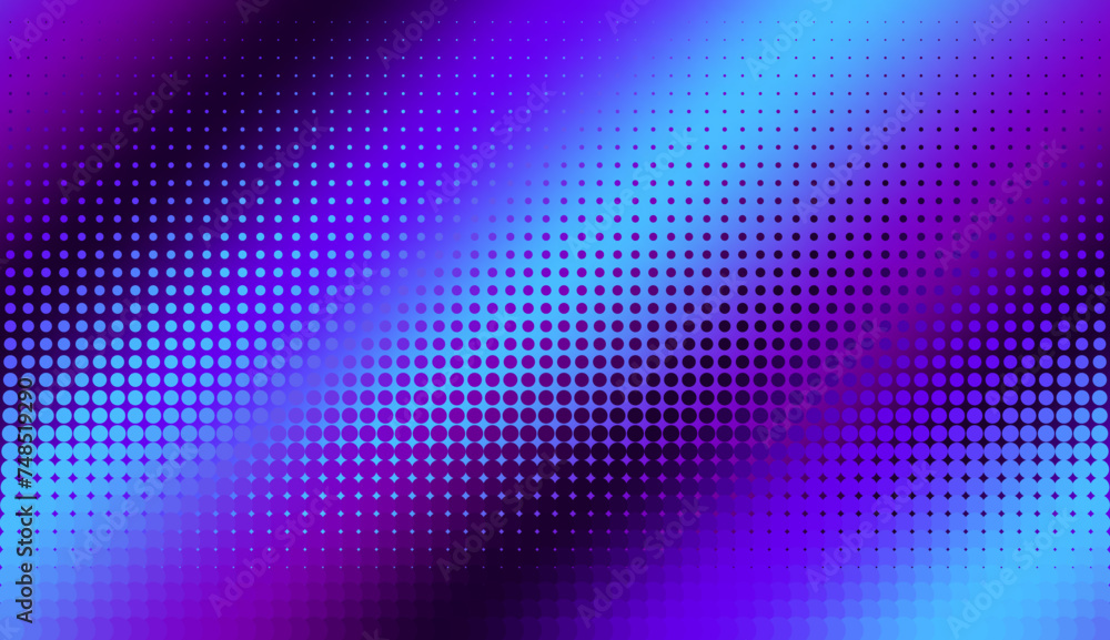 Aufkleber Blue gradient halftone dots background. Vector illustration. Abstract pop art style dots on abstract blur background