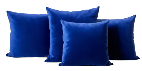 Fotobehang Collection of royal blue velvet cushions isolated on a transparent background    png file © ArtisanSamurai