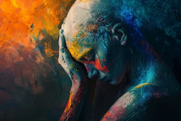 Poster abstract wallpaper version of depression and anxiety in vibrant colors © BOONJUNG