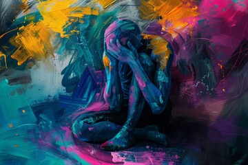 abstract wallpaper version of depression and anxiety in vibrant colors